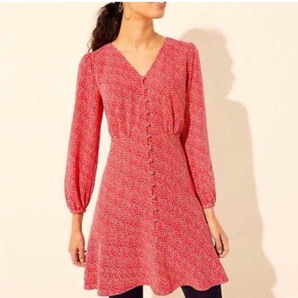 LOFT Womens Red All Over Hearts Button Front Dress Size 18 Plus BNWT